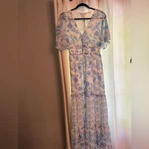 House of Harlow 1960, size S, white / blue floral dress, NWT